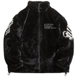 FOESCE Imitation Mink Rabbit Fur Stand Embroidered Fleece Jacket Men Winter Casual Thickened Coat Unisex Hip Hop Warm Streetwear