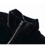 FOESCE Imitation Mink Rabbit Fur Stand Embroidered Fleece Jacket Men Winter Casual Thickened Coat Unisex Hip Hop Warm Streetwear