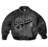 FOESCE Jackets Y2K Coats Mens Hip Hop Leather Retro Embroidery Jacket Motorcycle Wear Leather Zipper Jacket Coat Streetwear