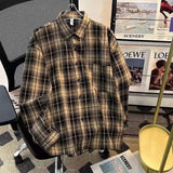 FOESCE Japanese Style Plaid Shirt Men's Long Sleeve Casual Vintage Youthful Feeling Autumn Leisure Clothes Jacket For Boys