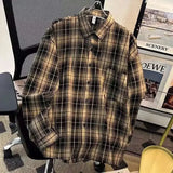 FOESCE Japanese Style Plaid Shirt Men's Long Sleeve Casual Vintage Youthful Feeling Autumn Leisure Clothes Jacket For Boys