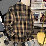 FOESCE Japanese Style Plaid Shirt Men's Long Sleeve Casual Vintage Youthful Feeling Autumn Leisure Clothes Jacket For Boys