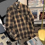 FOESCE Japanese Style Plaid Shirt Men's Long Sleeve Casual Vintage Youthful Feeling Autumn Leisure Clothes Jacket For Boys