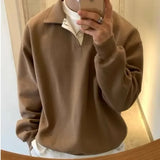 Japanese Style Sweatshirt Idle Style Men's Spring Autumn Solid Color Trendy Brand Top Vintage Hong Kong Couple Jacket Thin