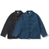 FOESCE Jean Jacket Men Cityboy Chinese Style Buckle Loose Casual Vintage Fashion Denim Jackets Cargo Coat Spring Autumn Outerwear
