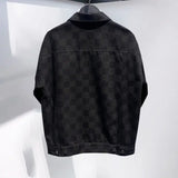 FOESCE Jeans Coat for Men with Print Denim Jackets Man Plaid Black New in Cowboy Y2k One Piece Loose Branded High Quality Size L Rock G