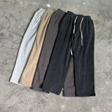 FOESCE Kanye West Solid Color Pants Men Women Best Hip Hop Ye Sweatpants Terry High Street Straight Leg Pants Fleece Trousers