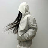 FOESCE Korean Fashion Simple Double Zipper Loose Down Jacket Men's And Women's Y2K New Harajuku Hip-Hop Gothic Casual Joker Street Wear