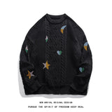 FOESCE Korean Style Round Neck Couple Sweater Autumn Winter New Men's Knitted Pullovers Embroidery Patterns Male Knitwear Clothing