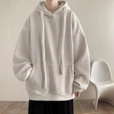FOESCE Korean street fashion personality corduroy men and women simple hooded sweatshirt couple loose retro autumn and winter casual