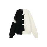 Korean street trend men and women spliced sweaters for couples in autumn and winter loose button design knitwear harajuku y2k