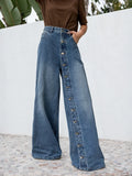 FOESCE Krismile Baggy Jeans Women Pants for Spring Summer 2025 Fashion Buttoned Pockets High Waisted Loose Jean Leisure Pants Bottoms