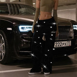 FOESCE Latest style, all shining on the street, high-end fashion set, rap street dance outdoor hip-hop hoodie pants