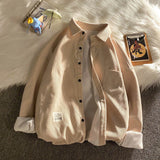 FOESCE Legible Autumn Winter Thicken Corduroy Fleece Shirts Mens Casual Loose Warm Long Sleeve Shirt Male