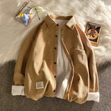 FOESCE Legible Autumn Winter Thicken Corduroy Fleece Shirts Mens Casual Loose Warm Long Sleeve Shirt Male