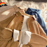 FOESCE Legible Autumn Winter Thicken Corduroy Fleece Shirts Mens Casual Loose Warm Long Sleeve Shirt Male