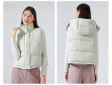 FOESCE Lemon Wunder Puff Winter New Style Vertical Collar Down Jacket Vest Women's Short Commuting Casual Detachable Hooded Warm Jacket