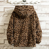 FOESCE Leopard Print Jacket 2025 Winter New Item Warm Thick Men Women Cotton Padded Hooded Jacket Loose Solid Casual Fashion Streetwear