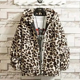 FOESCE Leopard Print Jacket 2025 Winter New Item Warm Thick Men Women Cotton Padded Hooded Jacket Loose Solid Casual Fashion Streetwear
