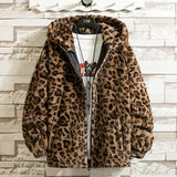 FOESCE Leopard Print Jacket 2025 Winter New Item Warm Thick Men Women Cotton Padded Hooded Jacket Loose Solid Casual Fashion Streetwear