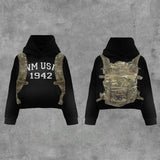 FOESCE Letter Geometric Print Pullover for Men, Hip-Hop Streetwear, Oversized Hoodie, Y2K Fashion, Sports, Versatile Casual Couple Top
