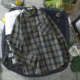 FOESCE Long Sleeve Men's Shirt and Blouse Cargo Clothes with Pocket Plaid Male Top Luxury Button Aesthetic Sleeves Fashion 2025 Vintage
