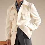 FOESCE Luxury Italian Fashion Lapel Top Male Trench Coat Jacket Men Casual Office Jacket Men's Business Versatile Senior Mantel Wolle
