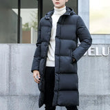 FOESCE Luxury Winter Mens Jackets Hooded Thicken Plus Long Parkas Padded Coats Padding Mans Clothing Male Long Winter Jacket Men
