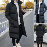 FOESCE Luxury Winter Mens Jackets Hooded Thicken Plus Long Parkas Padded Coats Padding Mans Clothing Male Long Winter Jacket Men