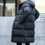 FOESCE Luxury Winter Mens Jackets Hooded Thicken Plus Long Parkas Padded Coats Padding Mans Clothing Male Long Winter Jacket Men
