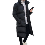 FOESCE Luxury Winter Mens Jackets Hooded Thicken Plus Long Parkas Padded Coats Padding Mans Clothing Male Long Winter Jacket Men