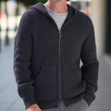 FOESCE Luxury and fashionable autumn and winter new men's knitted sweater hooded zipper long sleeved knitted sweater jacket cardigan