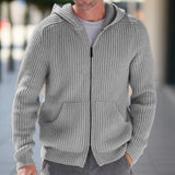 FOESCE Luxury and fashionable autumn and winter new men's knitted sweater hooded zipper long sleeved knitted sweater jacket cardigan