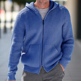 FOESCE Luxury and fashionable autumn and winter new men's knitted sweater hooded zipper long sleeved knitted sweater jacket cardigan