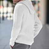 FOESCE Luxury and fashionable autumn and winter new men's knitted sweater hooded zipper long sleeved knitted sweater jacket cardigan
