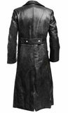 FOESCE MEN'S GERMAN CLASSIC WW2 MILITARY UNIFORM OFFICER BLACK LEATHER TRENCH COAT