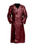 FOESCE MEN'S GERMAN CLASSIC WW2 MILITARY UNIFORM OFFICER BLACK LEATHER TRENCH COAT