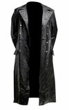 FOESCE MEN'S GERMAN CLASSIC WW2 MILITARY UNIFORM OFFICER BLACK LEATHER TRENCH COAT