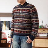 Super Top Quality Heavy Thick Jumper Big Flexible 100% Merino Wool & Italy Leather Warm Pullover
