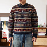 Super Top Quality Heavy Thick Jumper Big Flexible 100% Merino Wool & Italy Leather Warm Pullover