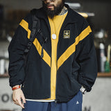 FOESCE Maden Retro Training Jacket Outdoor IPFU Sports Contrasting Loose Stand-up Collar Zipper Design Jacket for Men's Autumn