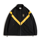 FOESCE Maden Retro Training Jacket Outdoor IPFU Sports Contrasting Loose Stand-up Collar Zipper Design Jacket for Men's Autumn