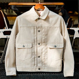 FOESCE Maden Retro White Jeans Jacket Men Cotton Denim Coat Slim Fit Outwear Fashion Streetwear Quality Vintage Men’s Clothing