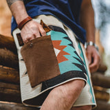 FOESCE Maden Vintage Navajo Totem Knitted Shorts Men's Casual Embroidery Geometric Beach Short Pants Drawstring Elastic Waist Shorts