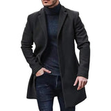 FOESCE Male Streetwear Jackets Man's Solid Color Casual Outerwear And Coats Single Breasted Lapel Wool Men's Jacket For Spring Winter