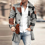 FOESCE Man Single Breasted Jacket Plaid Button Long Slim Coat Long Sleeve  Autumn Winter Warm Casual Harajuku Street Outwear 2025 Retro