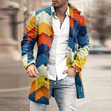 FOESCE Man Single Breasted Jacket Plaid Button Long Slim Coat Long Sleeve  Autumn Winter Warm Casual Harajuku Street Outwear 2025 Retro