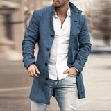 FOESCE Man Single Breasted Jacket Plaid Button Long Slim Coat Long Sleeve  Autumn Winter Warm Casual Harajuku Street Outwear 2025 Retro