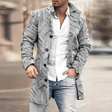 FOESCE Man Single Breasted Jacket Plaid Button Long Slim Coat Long Sleeve  Autumn Winter Warm Casual Harajuku Street Outwear 2025 Retro