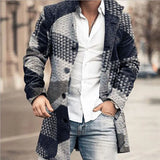 FOESCE Man Single Breasted Jacket Plaid Button Long Slim Coat Long Sleeve  Autumn Winter Warm Casual Harajuku Street Outwear 2025 Retro